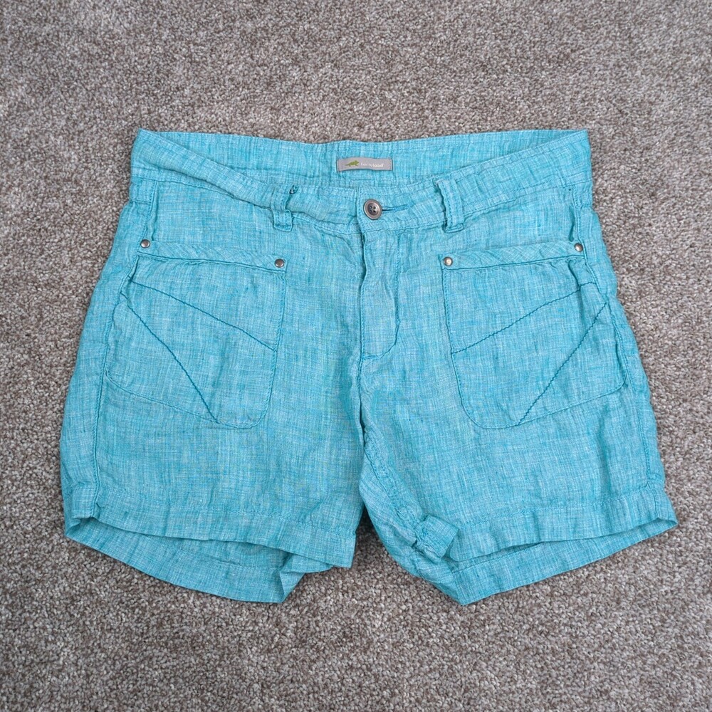 Hornytoad Shorts Womens 4 Blue Linen Breezy Casual Summer Coastal Beach Farflung